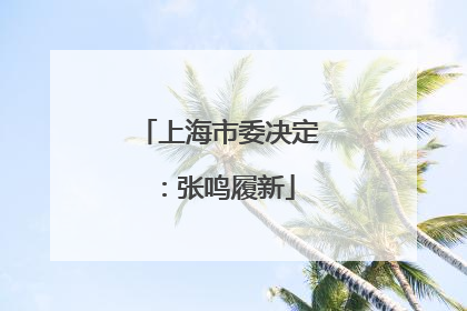 上海市委决定：张鸣履新